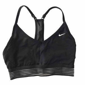 Nike Dri Fit Racerback Sports Bra Womens M Mesh Swoosh Black Athleisure Workout
